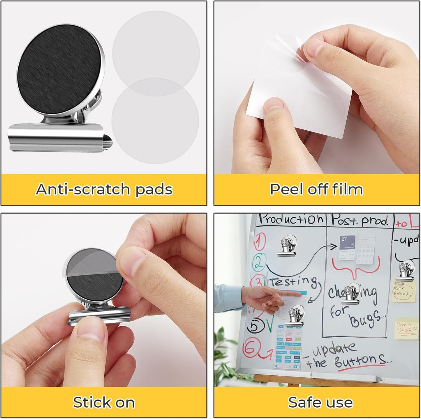 20 Pack Fridge Magnet Refrigerator Magnets, Strong Magnetic Clips, Heavy Duty Clip Magnets for Photo Displays, Whiteboard Magnets for Home, Office, Classroom