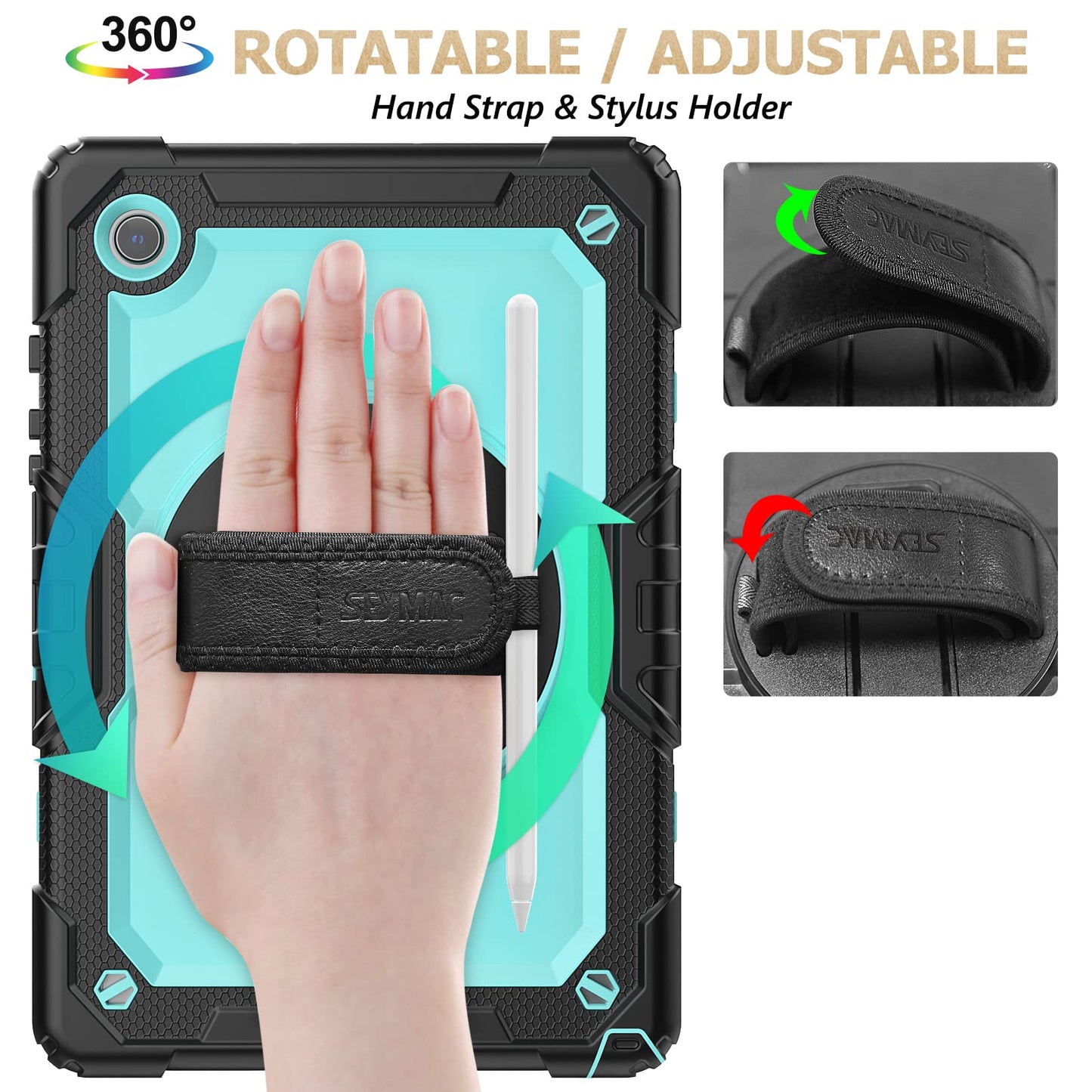 Seymac Stock Case For Samsung Galaxy Tab A9 8.7  , Full-Body Drop Protection Case With Screen Protector Pencil Holder [360 Rot