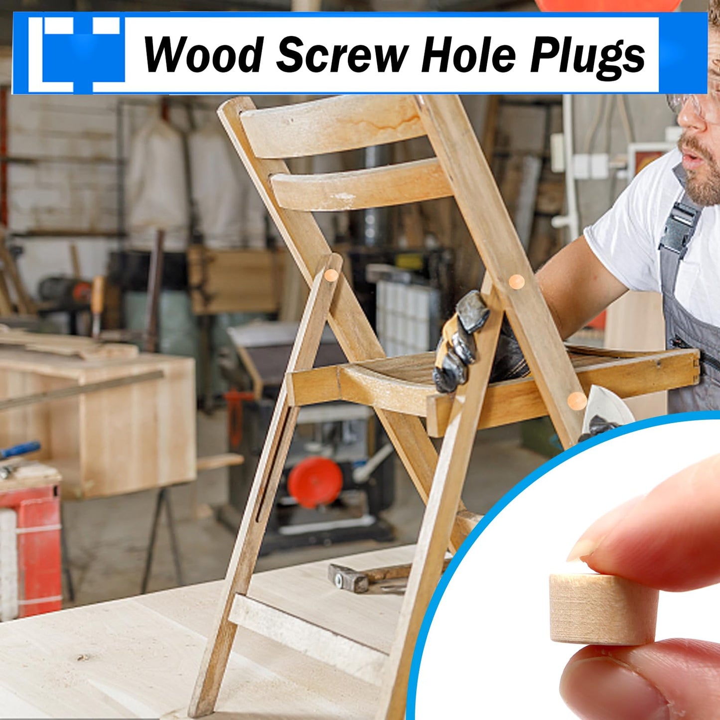 smseace 150Pcs 4-Sizes Wood Plugs 3/16" 5/16"，3/8"，1/2" Wooden Hole Plugs for Holes in Furniture/Table and Chair Legs/Cabinet Reserved Holes/Outdoor Equipment Wood Plugs Assortment Kit