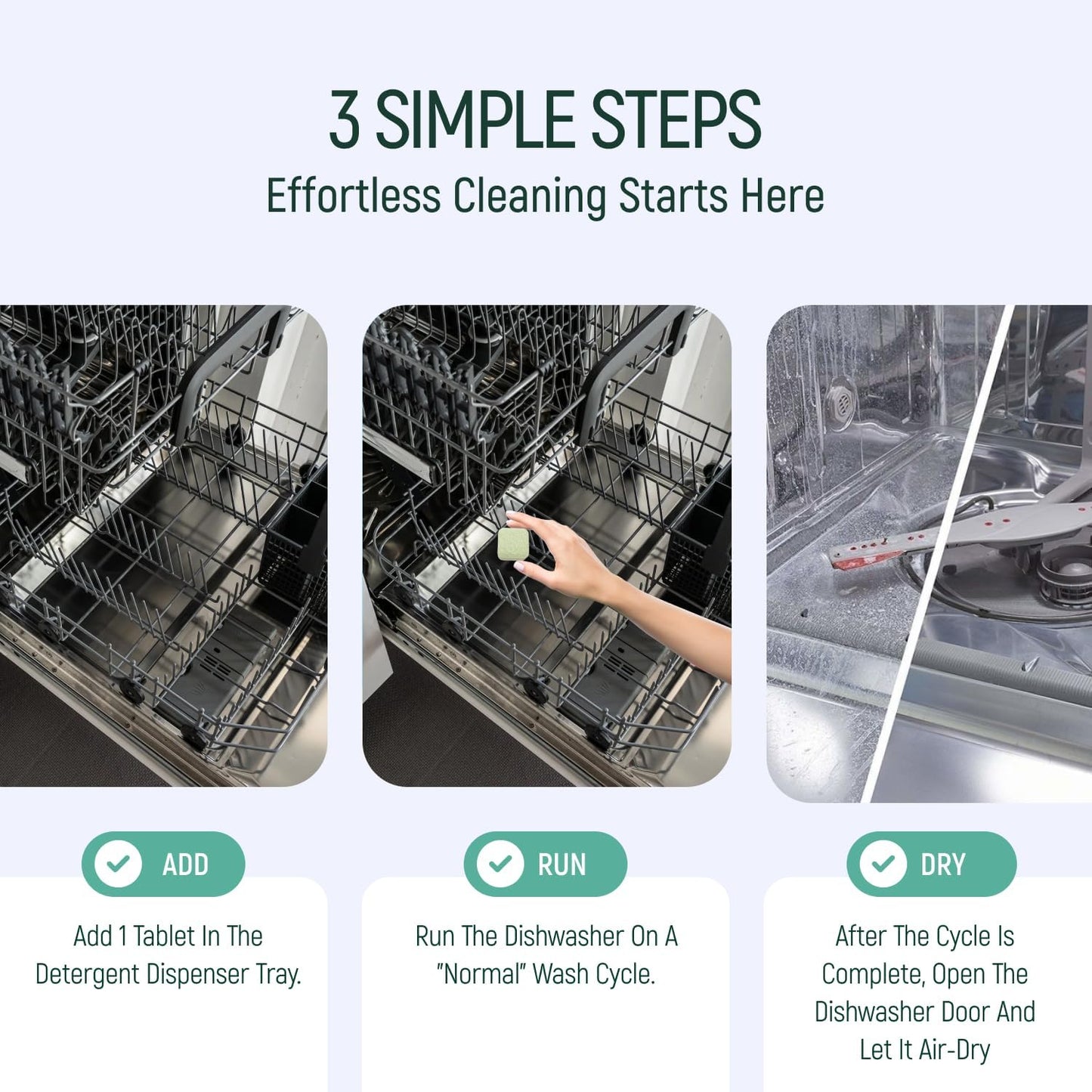 Natural Dishwasher Machine Cleaner Tablets - Plant Based Alternative Refill Dishwashing Detergent Tabs - Eco-Friendly And Plastic Free Way For Clean Dishwasher - 24 Pack Refills Dish Washer Soap Pods