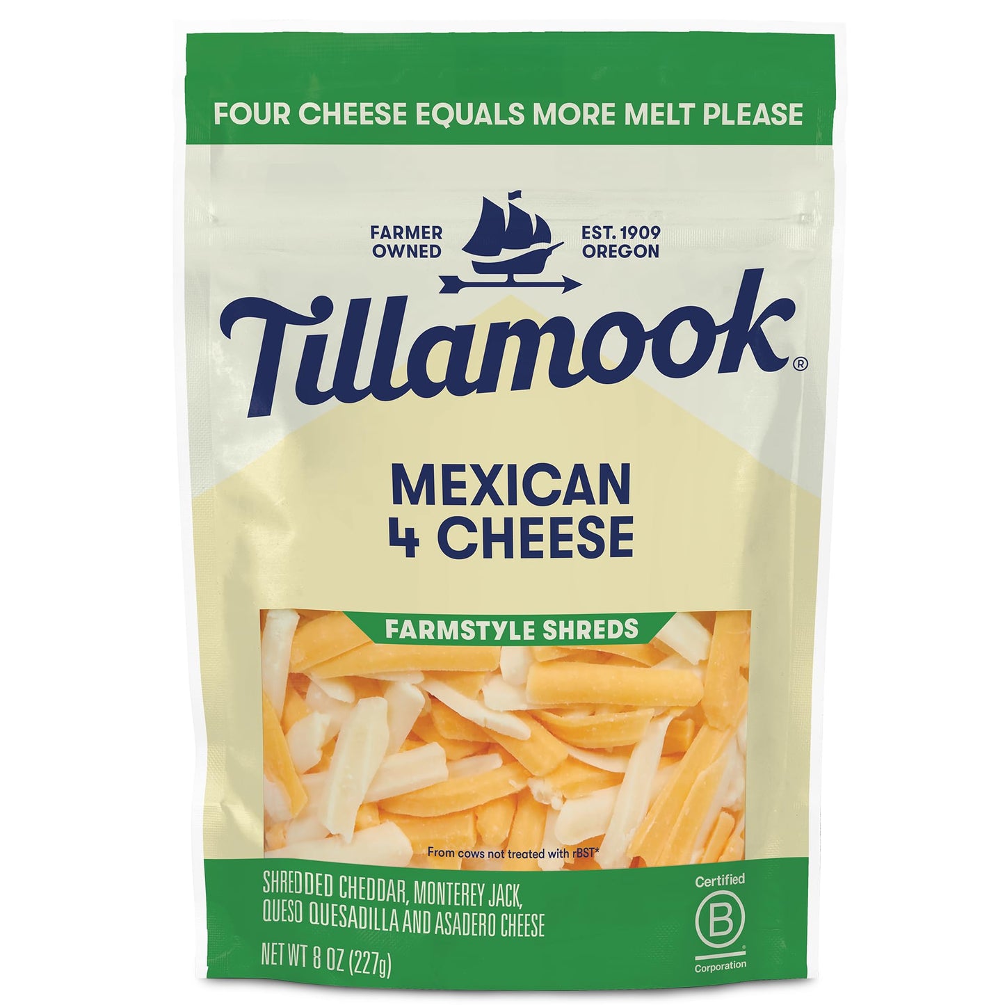 Tillamook, Mexican 4 Cheese Blend Shredded Cheese, 8 oz