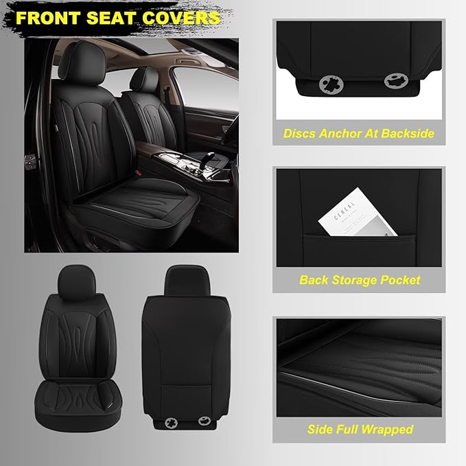 Car Seat Covers Fit for Hyundai Ioniq 5 2022-2024: Faux Leather Front Seat Covers Waterproof Auto Seat Protector with Compatible Airbag(2 Seats, Black)