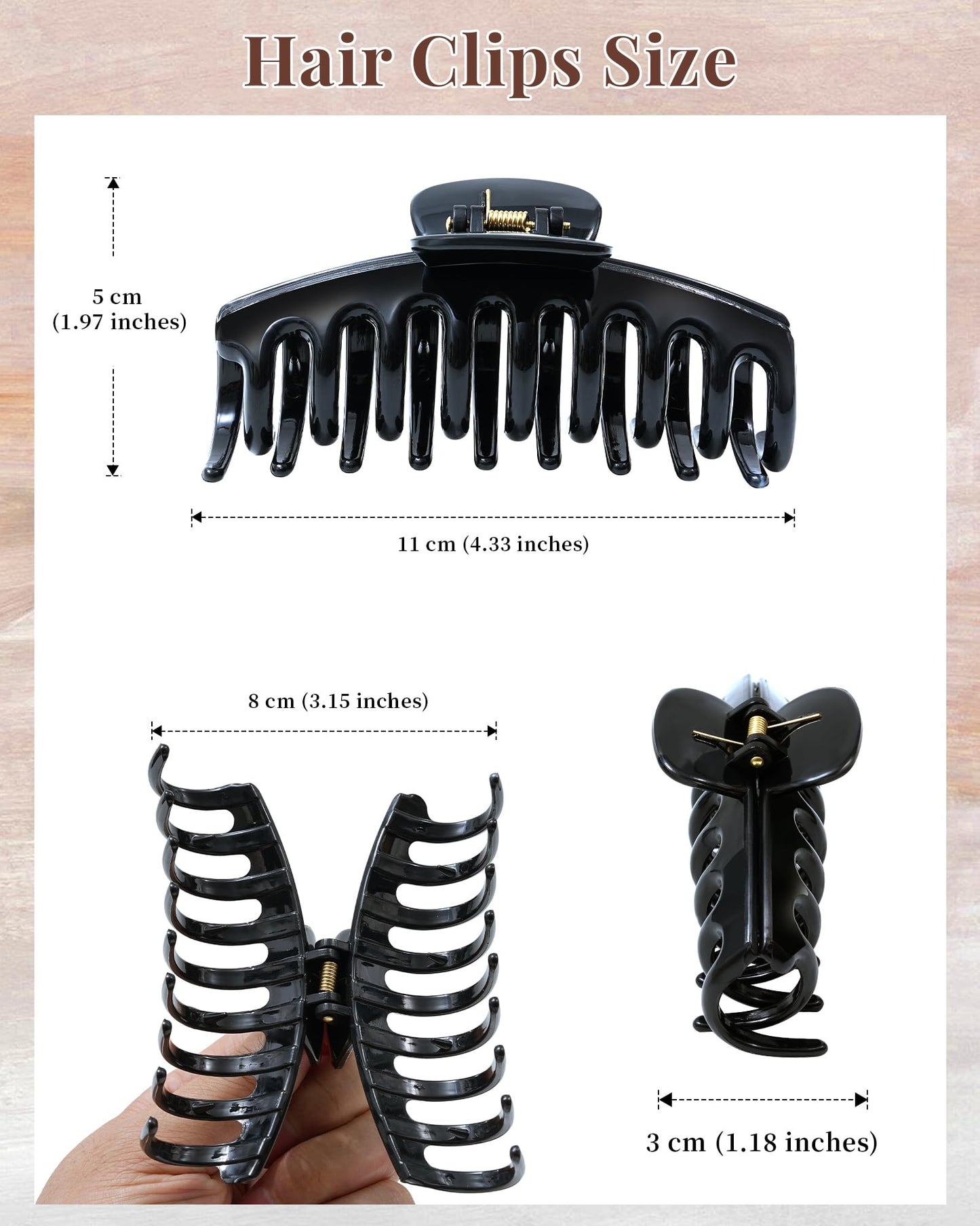 Mesovor 4 Pack Silicone Flexible Hair Claw Clips, Nonslip 4.33 Large Bendable Claw Clip | Soft Cozy Neutral Hairclips for Thin a