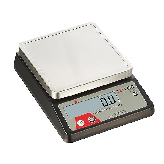 Taylor TE10FT 11-Pound Commercial Digital Portion Control Scale, 11 lb (5 kg) in 0.1 oz (1 g) Food and Cooking Scale, Tare...