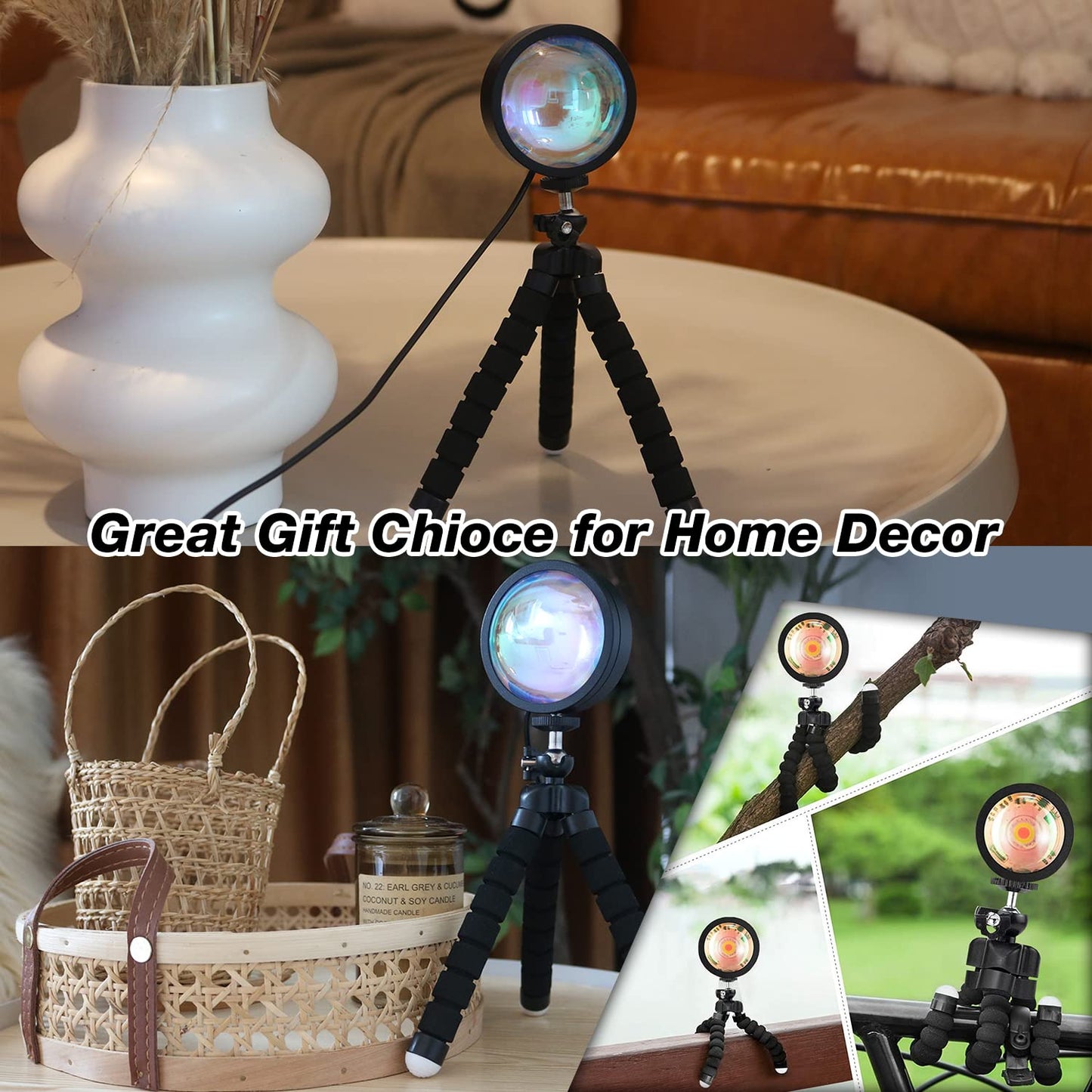 xoddi Sunset Lamp Projector LED Lights with Remote, 16 Colors, 360? Rotation, Model 7011, Black
