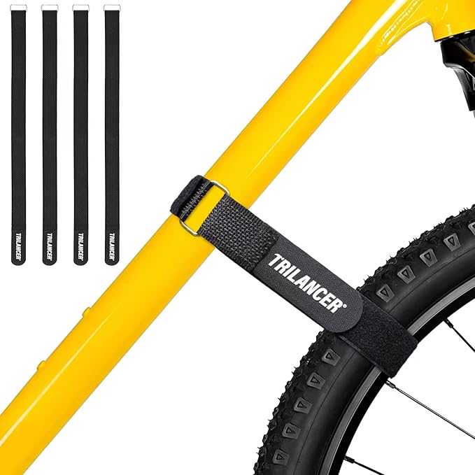 Bike Rack Straps, 4-Pack Trilancer Adjustable Bike Wheel Stabilizer Strap with Hook and Loop for Car and Wall Mount, for T...