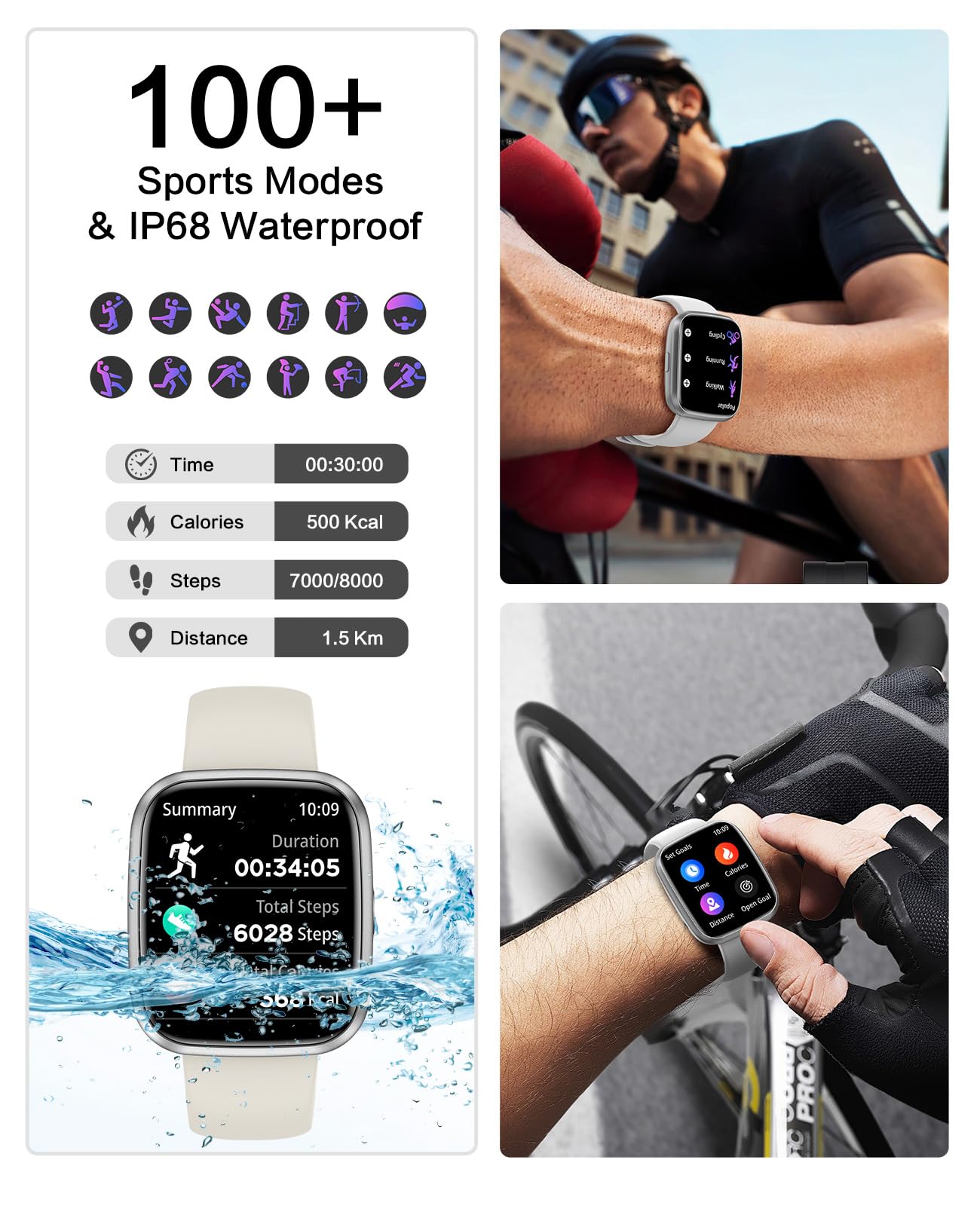Smart Watches for Women, 1.75" Bluetooth Call, AI Voice Smartwatch, 24/7 Heart Rate Monitor, Blood Pressure/SpO2/Sleep Tracker, IP68 Waterproof, 100+ Sports Fitness Tracker for Android iOS Grey