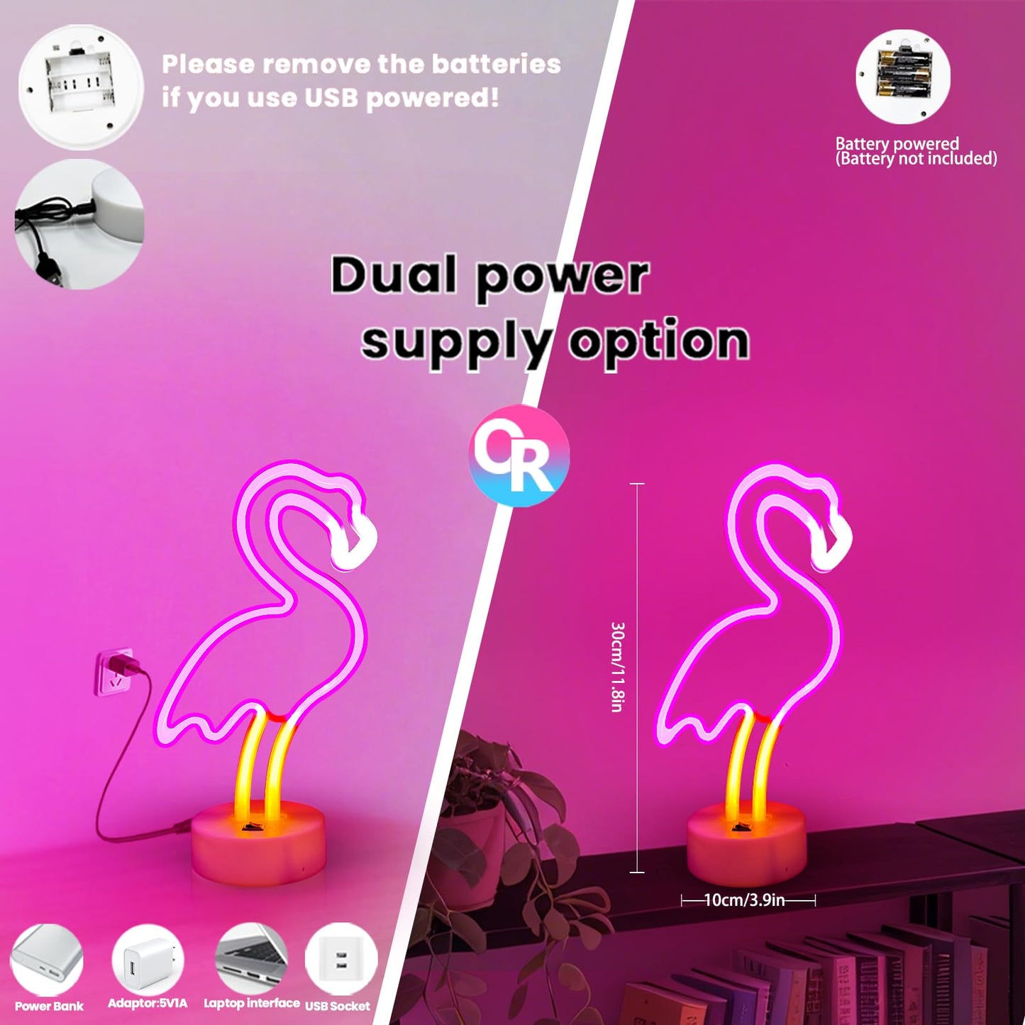 Ursamajor 2 Pack Neon Signs  Pink Flamingo & Neon Palm Tree  Usb/Battery Powered  Energy Efficient  Decor Lights For Girls Bedroom  Party  Dining Tables  Office Desk  Valentine Gifts