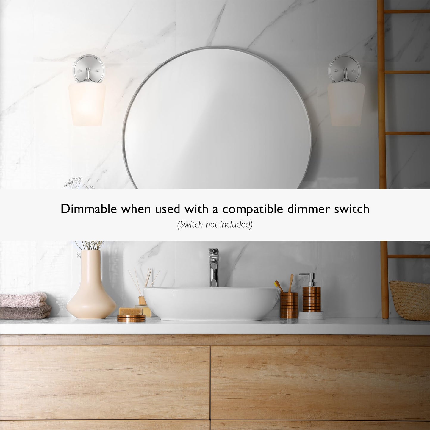Design House Stasia Wall Sconce, 1-Light, Frosted Glass, Dimmable, Satin Nickel, 5.4 in L x 6.7 in W x 10.9