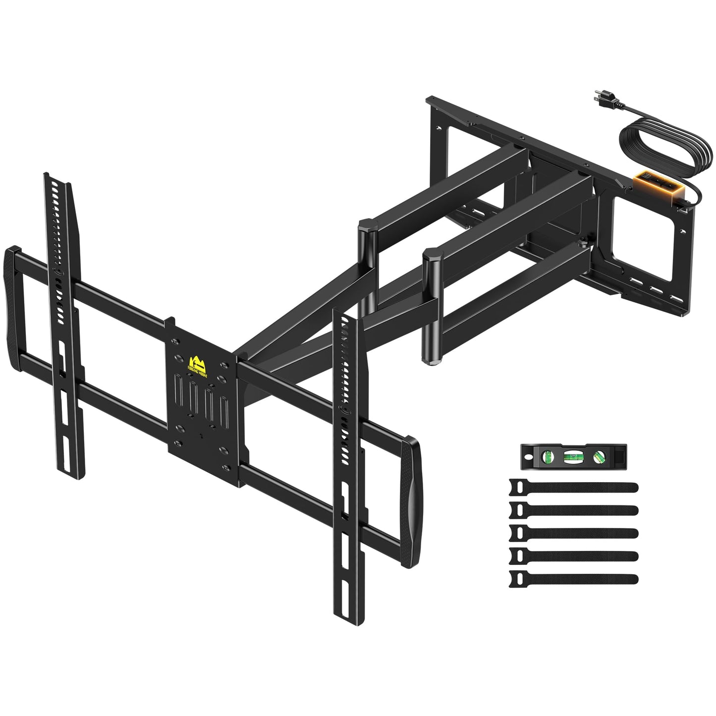 FORGING MOUNT Long Arm TV Wall Mount with 42.9 inch Extension and Power Strip for 60–110 Inch TVs, Heavy Duty Full Motion TV Mount,VESA 900x600mm,up to 220 lbs,Smooth Swivel, Tilt,16”-24” Wood Studs