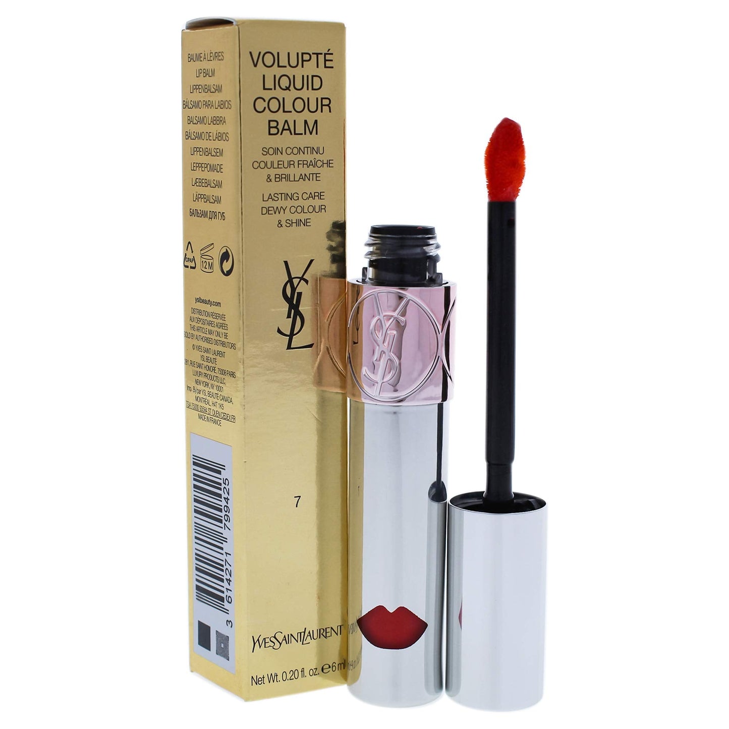 Yves Saint Laurent Volupte Liquid Colour Balm, 7 Grab Me Red, 0.2 Ounce