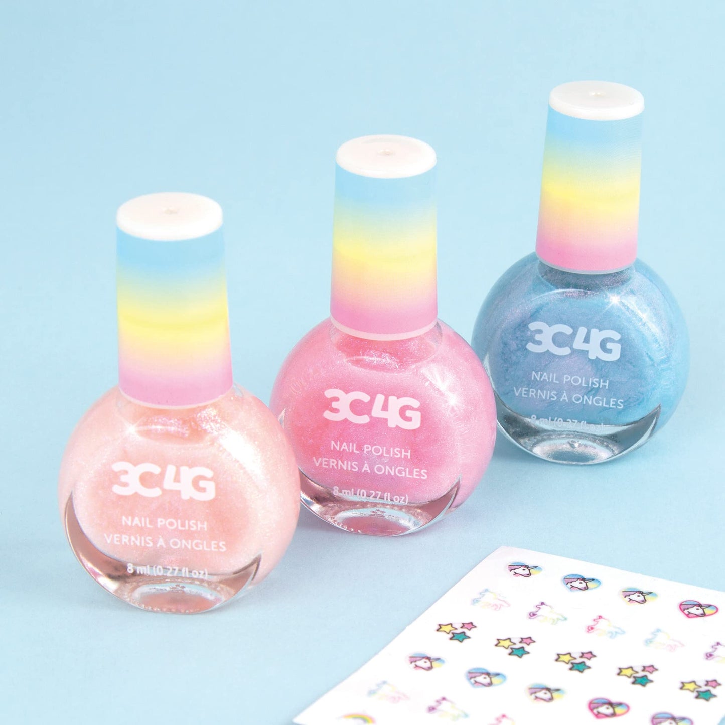 3C4G Unicorn Shimmer Nail Polish Trio, Bring Magic to Life with These 3 Holographic Nail Polishes, for Ages 8 and up by Make It