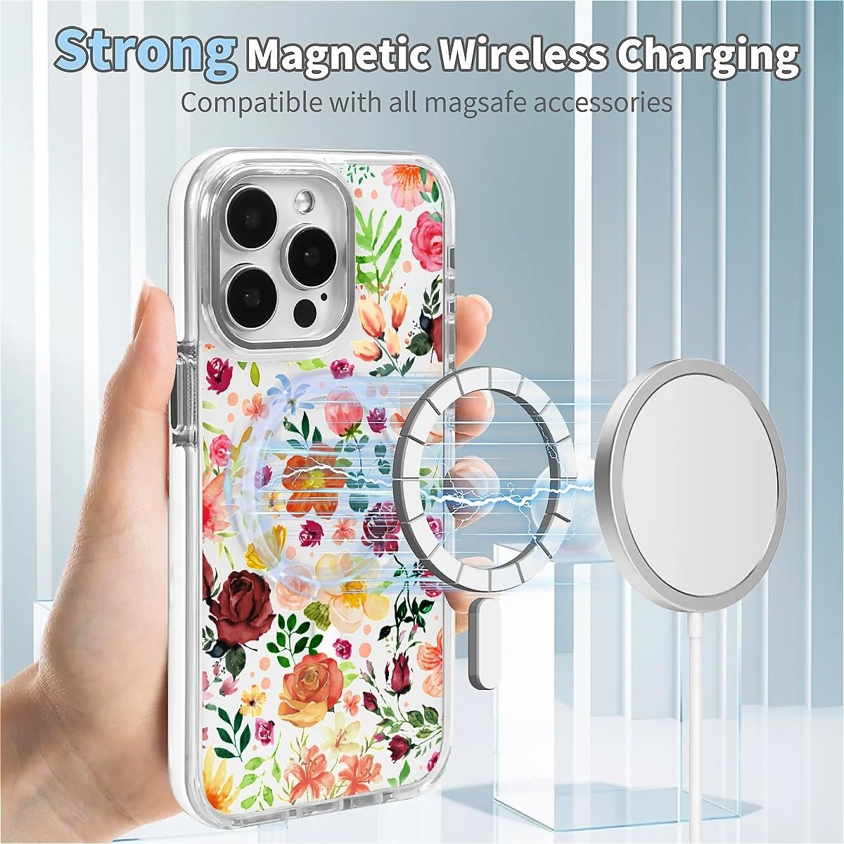 Okbuok For Iphone 14 Pro Max Case [Compatible With Magsafe],Girls Women Clear Magnetic Case Silicone Shockproof Protective Cover