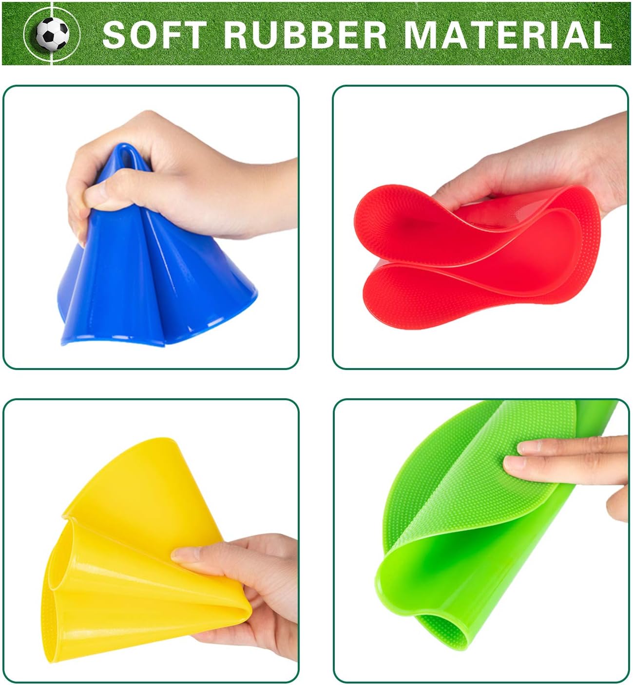 Spot Markers 18 Pcs 9 Inch 10 Inch Non Slip Rubber Agility Markers for Football, Basketball Training Markers,School Activities, Exercise Drills