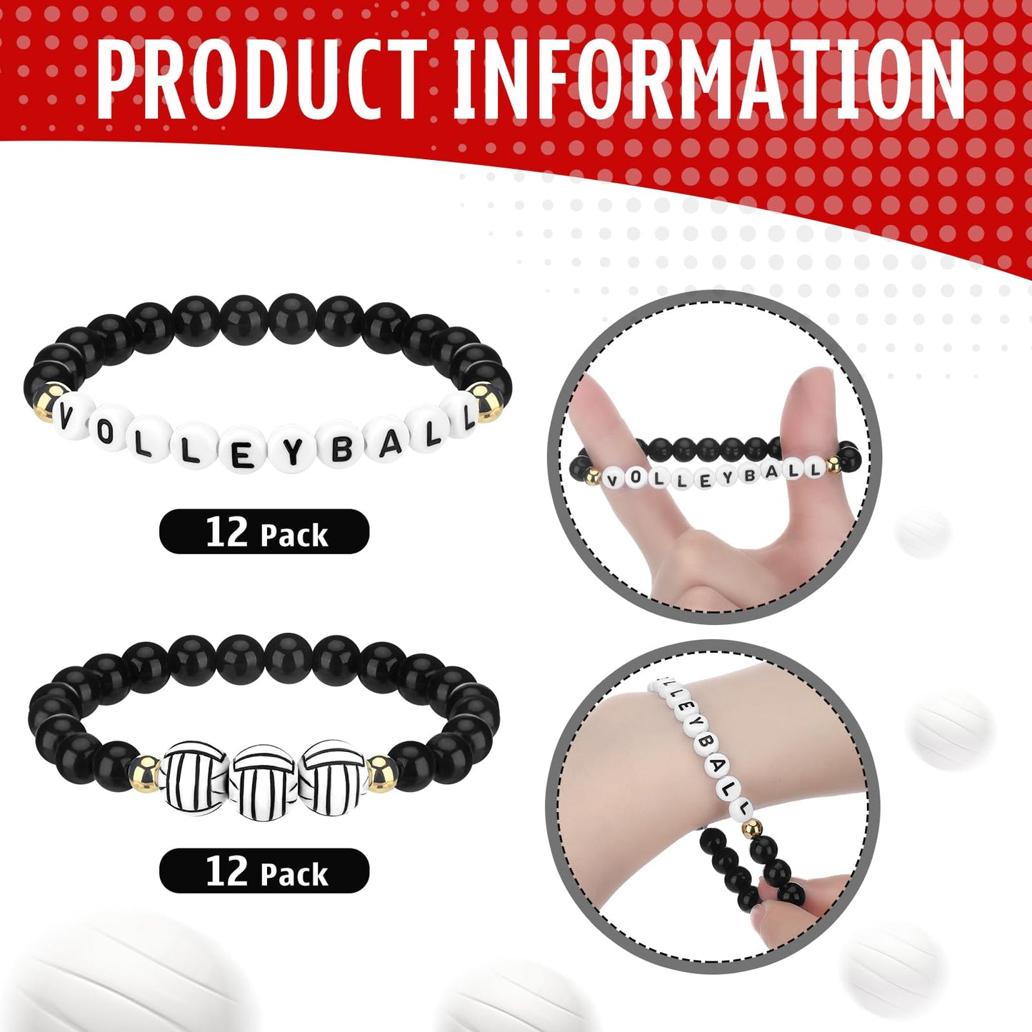 Huquary 24 Pack Team Gifts Ball Letter Clay Beaded Bracelet Bulk Sport Party Favors Adjustable Sports Charms Bracelets Ball Play