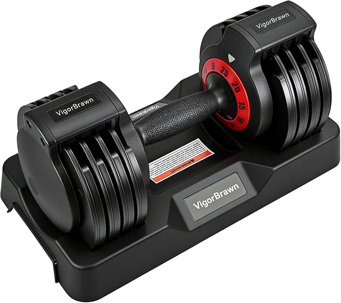 Adjustable Dumbbell 25LB, 2-in-1 Weight with Anti-Slip Handle, Fast Weight Adjustment for Home Gym, Strength Training for ...