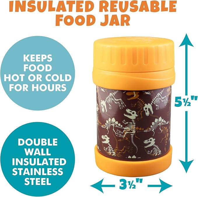 Bentology Insulated 13oz Food Jar for Kids- Hot or Cold Food, Soups, Liquids, Noodles - Wide Mouth Stainless Steel Container & BPA Free, Large Leak Proof thermos for Back to School Lunch Boxes, Bags