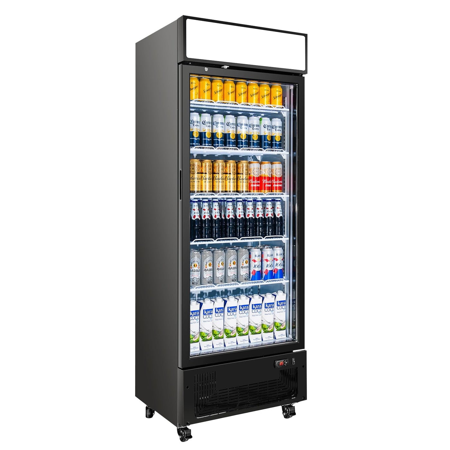BINGERMA Commercial Beverage Refrigerator 15 Cu.ft. with Glass Door Display Merchandiser Fridge ETL Drink Cooler for Bars, Restaurants, Convenience Stores, Supermarkets and Offices