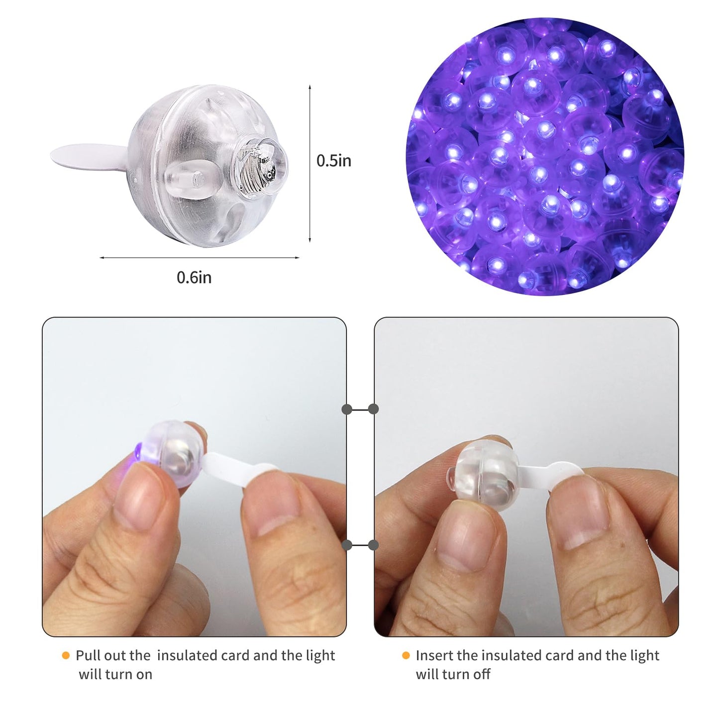 Aogist Purple LED Flash Lamp - 200pcs Mini Ball Light for Balloons, Parties, Weddings, Festivals, New Year, Christmas Decor