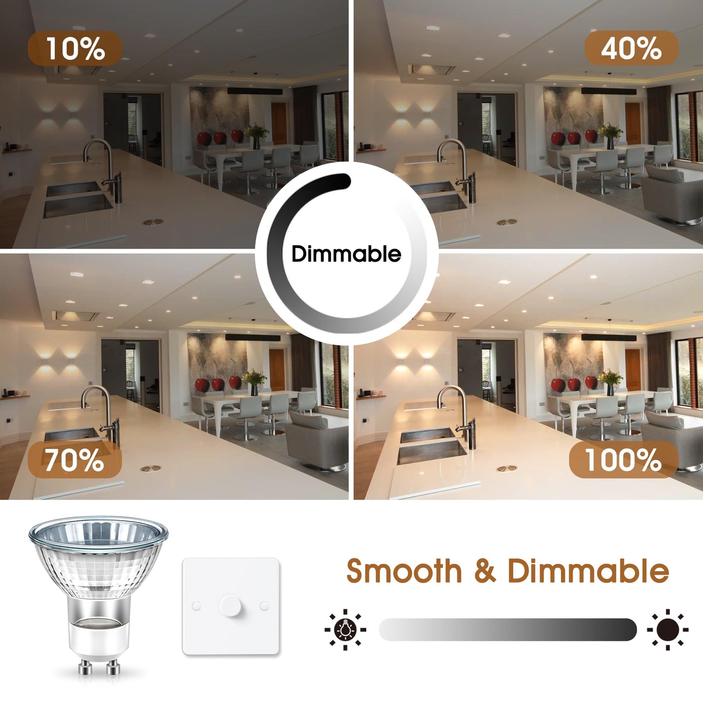 GU10 Halogen 50W Bulbs, 120V Halogen Light Bulb, Gu10 Base Replacement for Candle Warmer Lamp Bulb, Warm White GU10+C Dimmable Glass Cover for Spot Track Lighting, Range Hood Lights, 3 Pack
