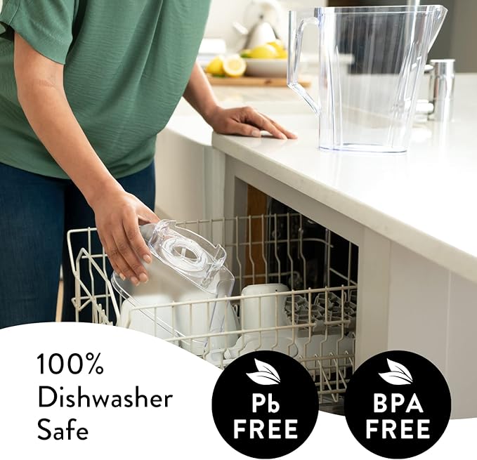Aqua Optima Water Filter Pitcher for Tap and Drinking Water with 1 Evolve+ Filter, BPA Free, WQA Certified, Liscia Design (White)