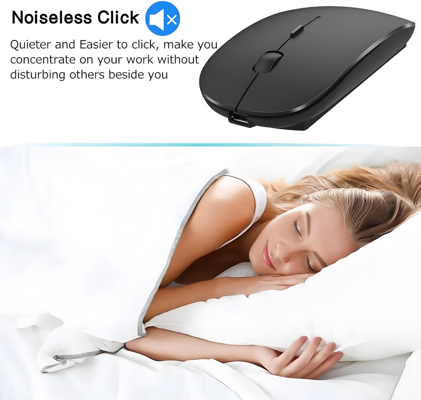 ZERU Bluetooth Mouse,Rechargeable Wireless Mouse for MacBook Pro/MacBook Air/Laptop/PC/Mac/iPad pro/Computer,Bluetooth 5.2 + 3.0 +2.4G USB Receiver