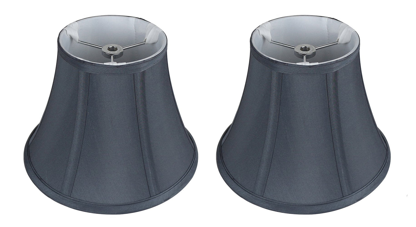 Urbanest Set Of 2 Softback Bell Lampshades, Faux Silk, 5X9X7, Gray, Spider-Fitter