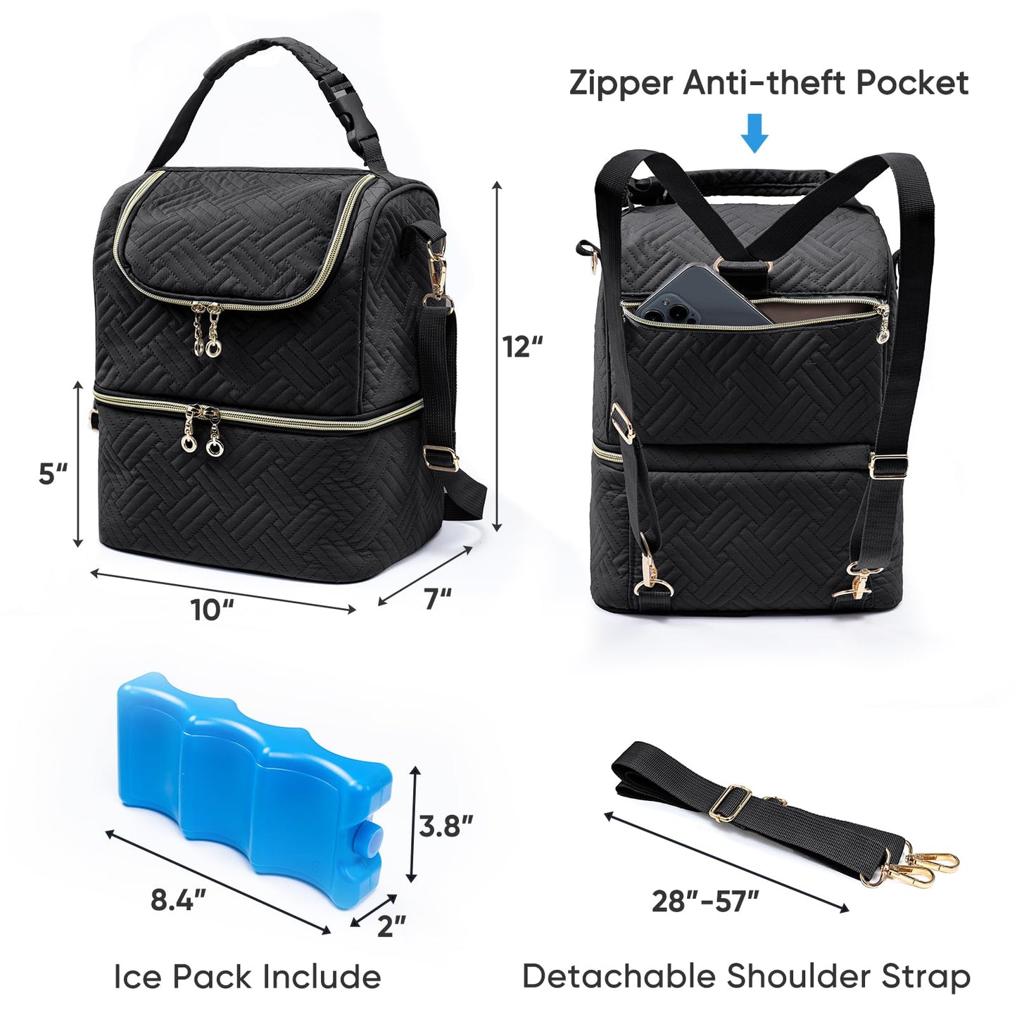 Breastmilk Storage Bag With Ice Pack for 6 Mam Bottles - Breast Pump Cooler for Baby Bottles Up to 9 Ounce - Insulated Milk Pumping Bag for Daycare