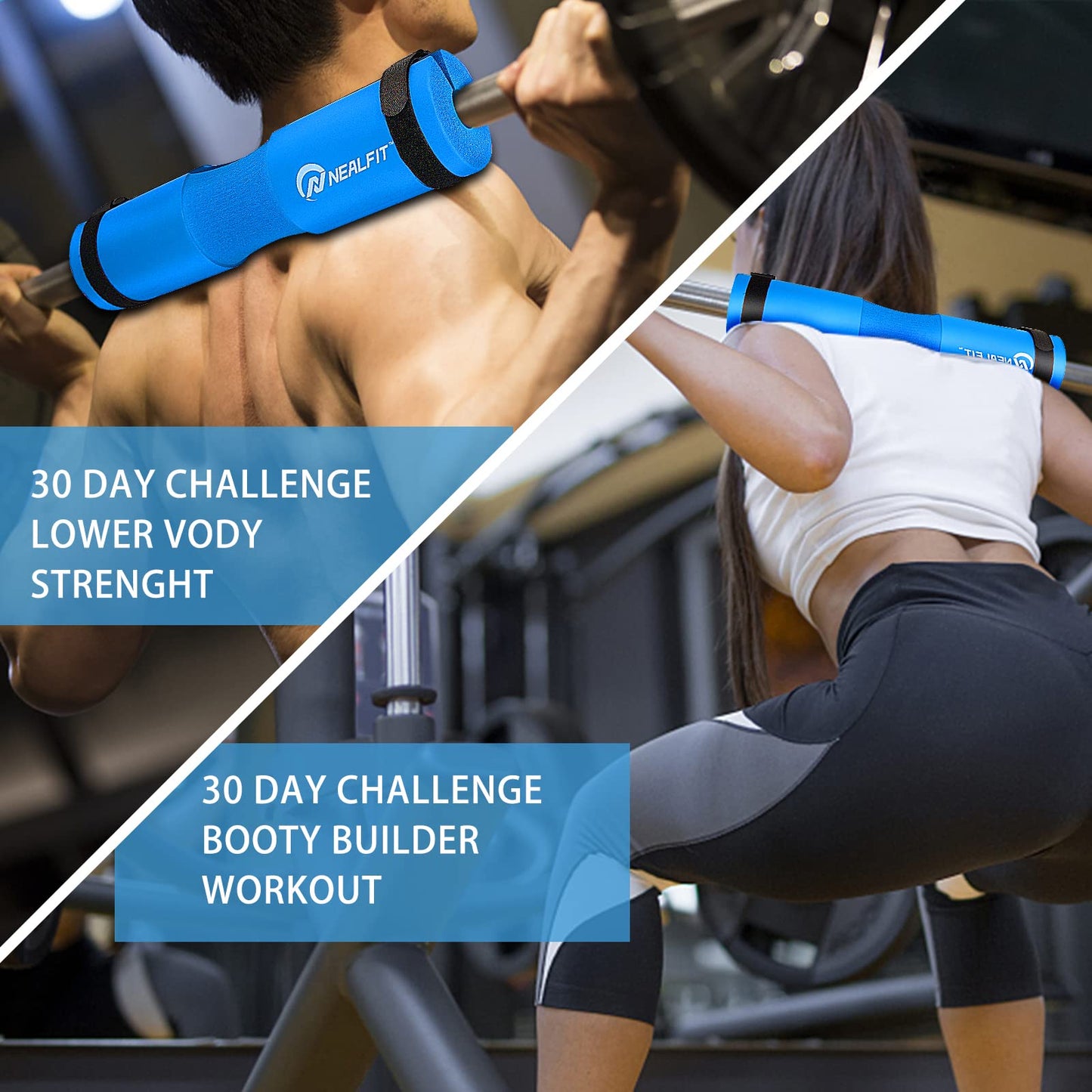 NEALFIT Barbell Pad Squat Pad for Squats—Squat Bar Pad—Great for Weightlifting,Lunges and Hip Thrusts—Foam Sponge Pad—Fit Standard and Olympic Bars Perfectly