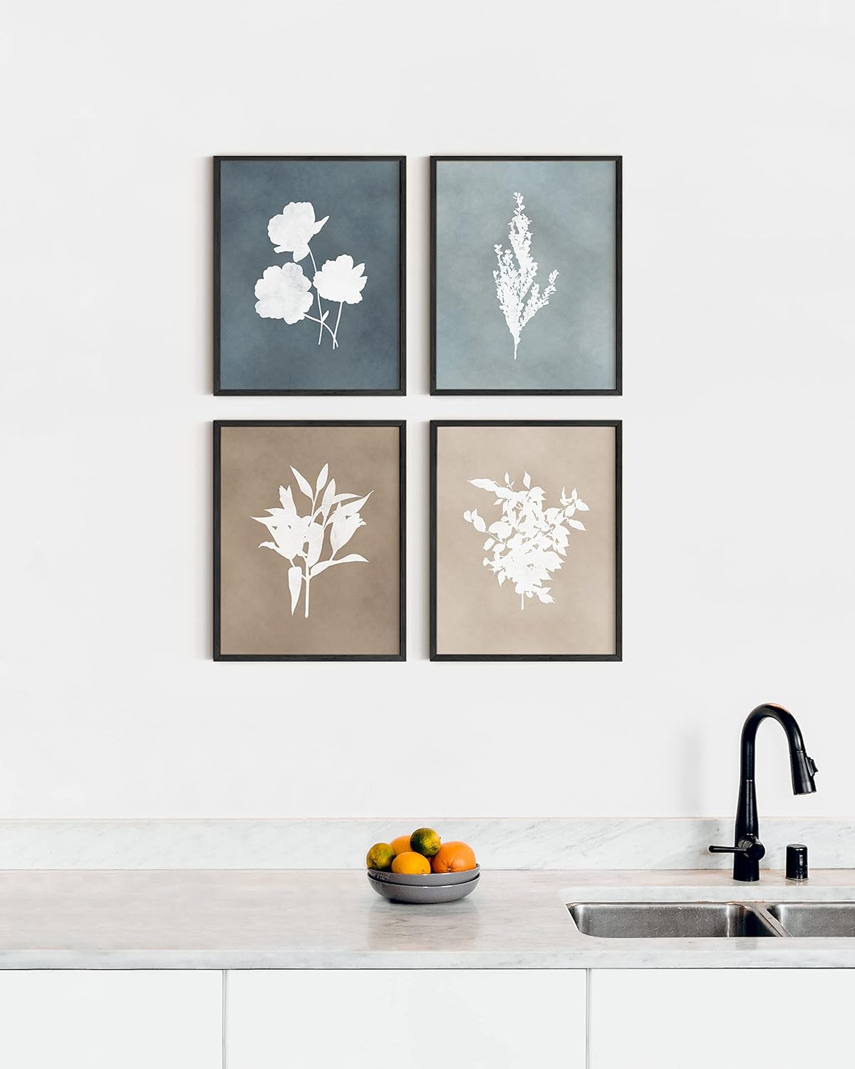 HAUS AND HUES Floral Wall Art - Set of 4 Plant Posters for Wall Vintage Botanical Prints, Flower Pictures for Room Aesthetic, Vintage Art Prints Flower Wall Art (Black Frame, 11x14)