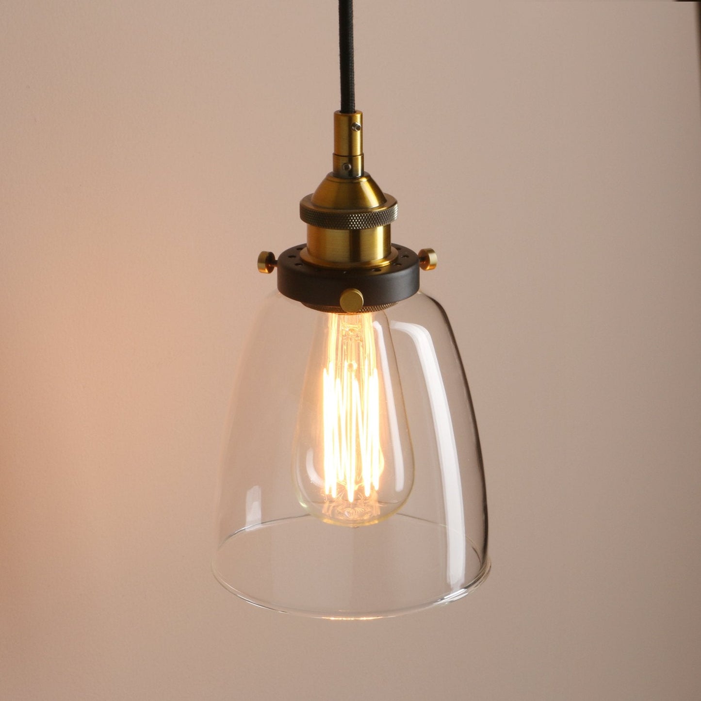 Pathson Retro Pendant Light, Industrial Hanging Lamp, Adjustable Clear Glass, Antique Metal, Model Yt030-D