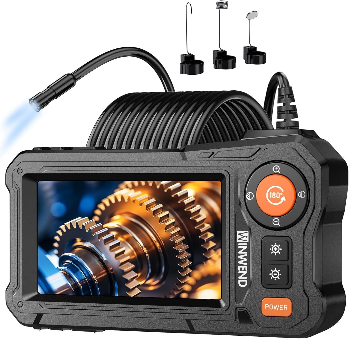 Endoscope Camera with Light - 4.3" LCD Screen Inspection Cameras,IP67 Waterproof Borescope with 8 Adjustable LED Lights,HD 1080P Endoscope Camera 16.5ft Semi-Rigid Cord,gifts for men tools and gadgets