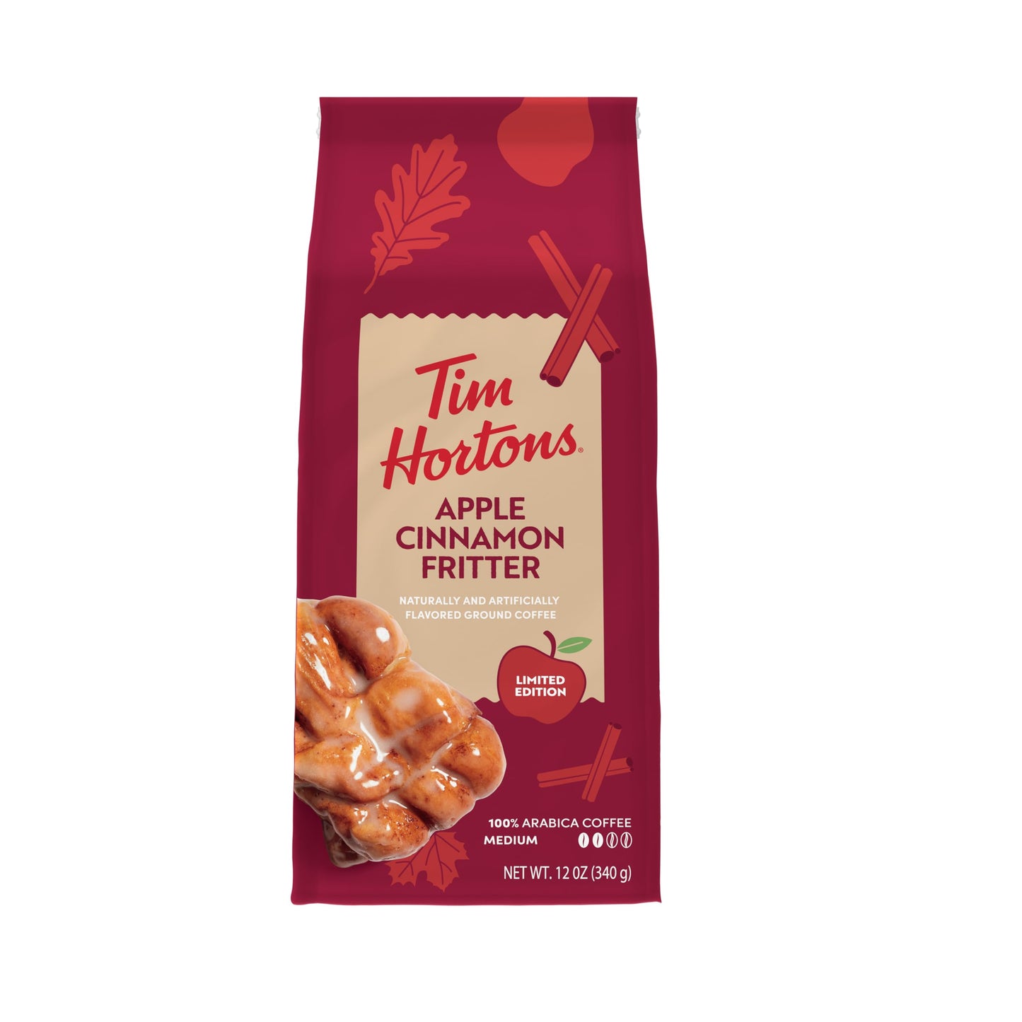 Tim Hortons Apple Cinnamon Fritter Coffee 12oz Ground Bag