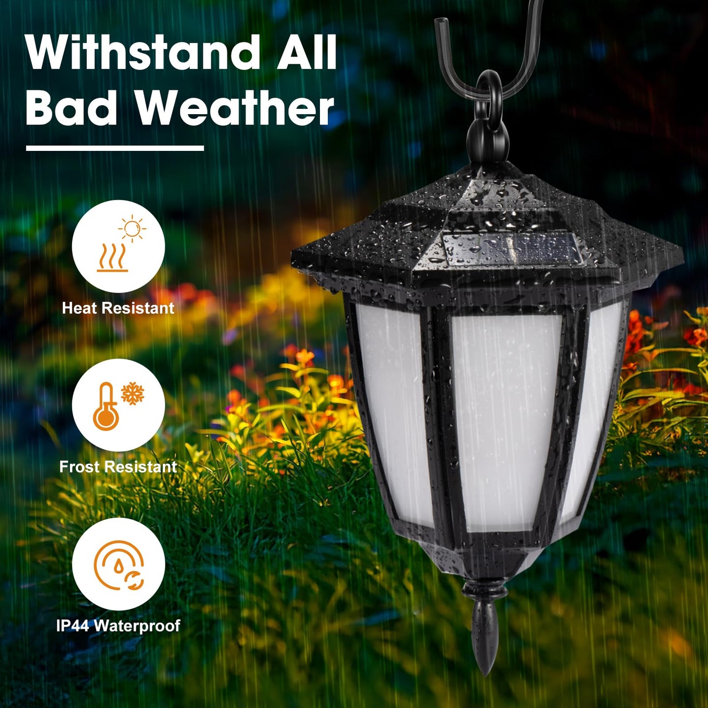 Viewsun 34 Inch Solar Hanging Lights  Shepherd Hook Lights With 4 Lighting Modes Waterproof Outdoor Decorative Solar Lantern Lights For Garden Decor  Patio  Backyard  Pathway  2 Pack