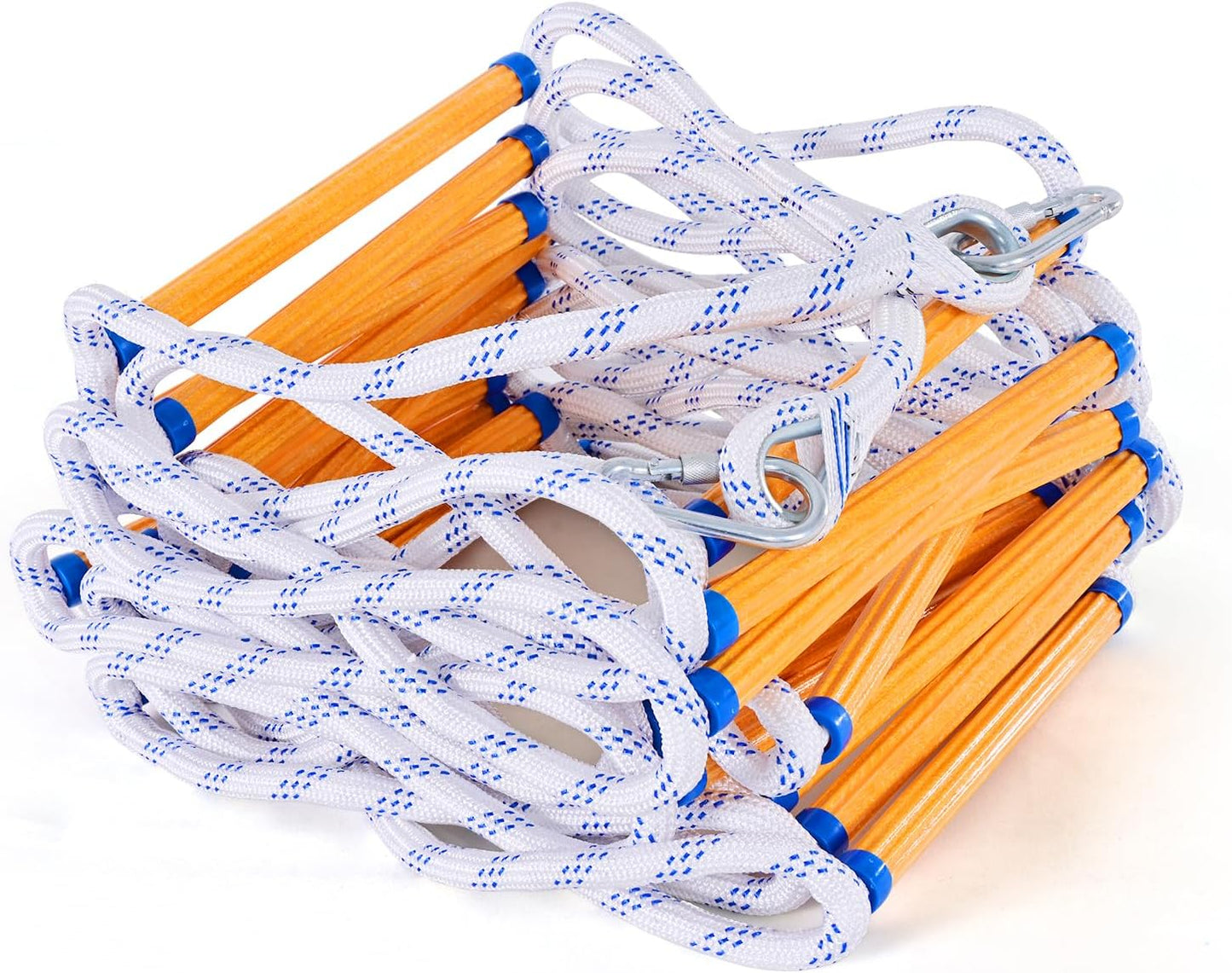 Emergency Fire Escape Ladder, 49.2FT Rope Ladder, Flame Resistant Safety Extension Ladder with 2 Hooks, Fast to Deploy Sturdy and Strong Portable and Reusable 2 Story,Weight Capacity up to 2000 LB