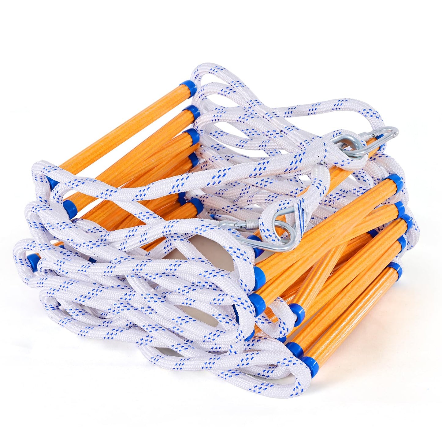Emergency Fire Escape Ladder - 16.4FT Rope, Flame Resistant Safety Extension Ladder with 2 Hooks, Fast to Deploy Sturdy and Strong Portable and Reusable 2 Story,Weight Capacity up to 2000 LB