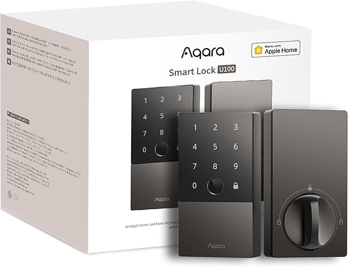 Aqara Smart Lock U100, Fingerprint Keyless Entry Door Lock with Apple Home Key, Touchscreen Keypad, Bluetooth Electronic D...