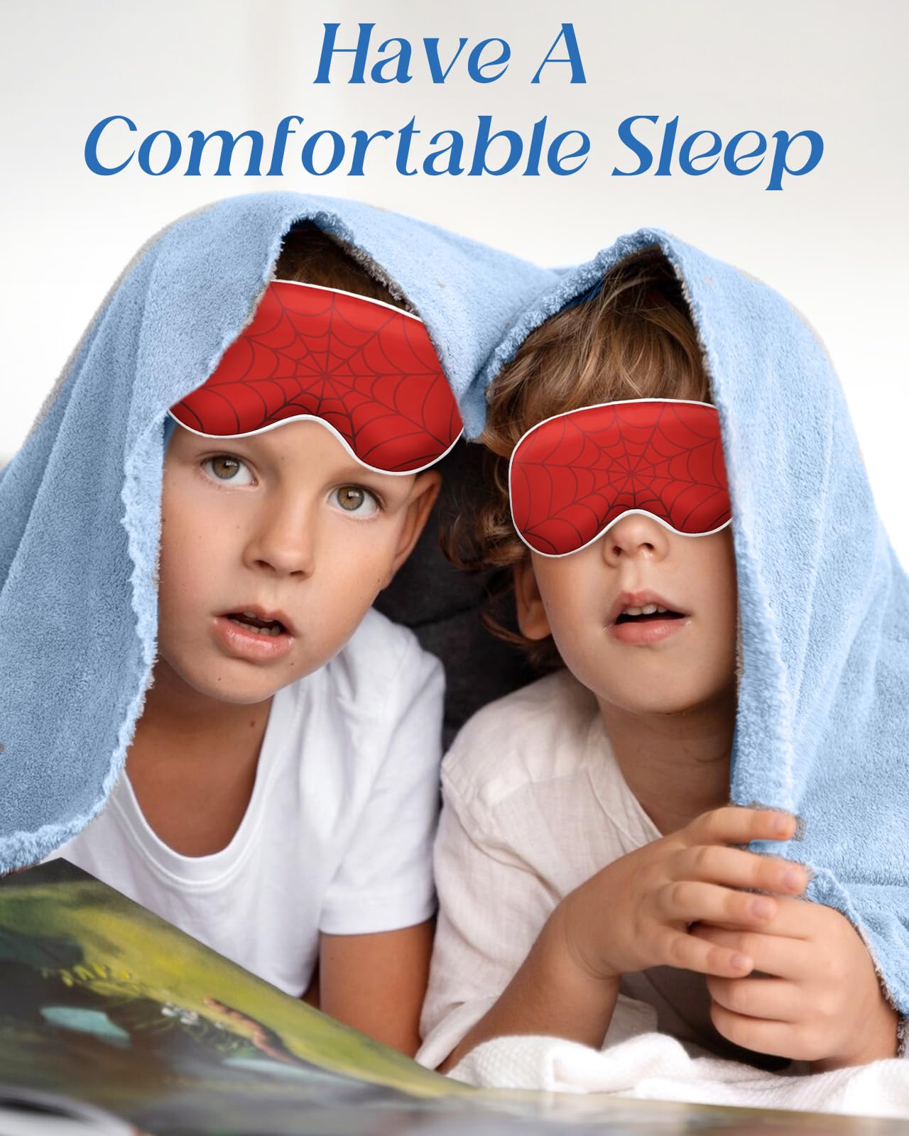 Miss Adola Sleep Mask for Kids - Cute Kawaii Cartoon Silk Sleeping Mask with Adjustable Strap Soft Smooth Light Eye Mask for Sleeping Silk Kids Eye Cover for Boys Girls Teens, Red