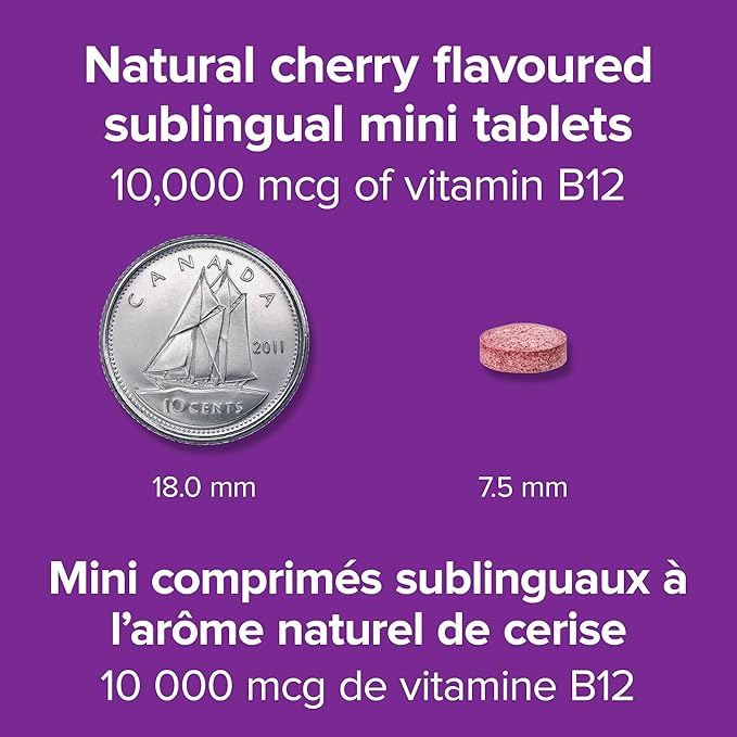 Webber Naturals B12 Ultra-Strength 10,000 mcg ·, Cherry Flavour, 40 Sublingual Tablets