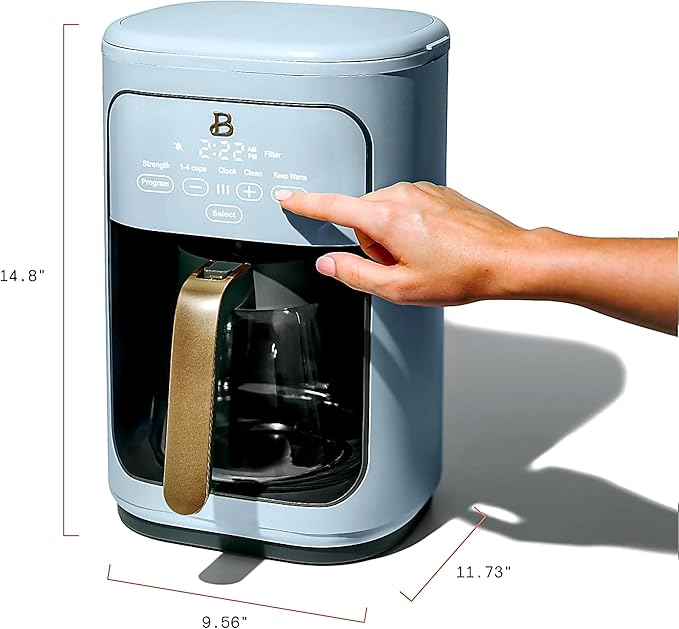 Beautiful Large Capacity 14-Cup Programmable Coffee Maker with 1-4 Cup Mode & Charcoal Filter by Beautiful (Cornflower Blue)