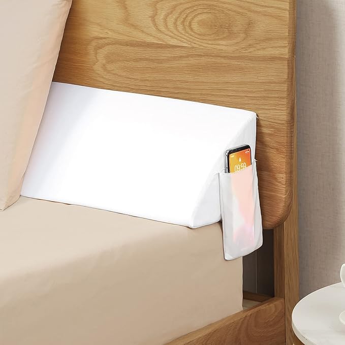 Vekkia Queen Bed Wedge Pillow for Headboard/Wedge Pillow Headboard/Bed Gap Filler/Headboard Pillow,Pillow Wedge for Headboard Gap Between Mattress and Headboard,Stop Loosing Your Pillows(White)