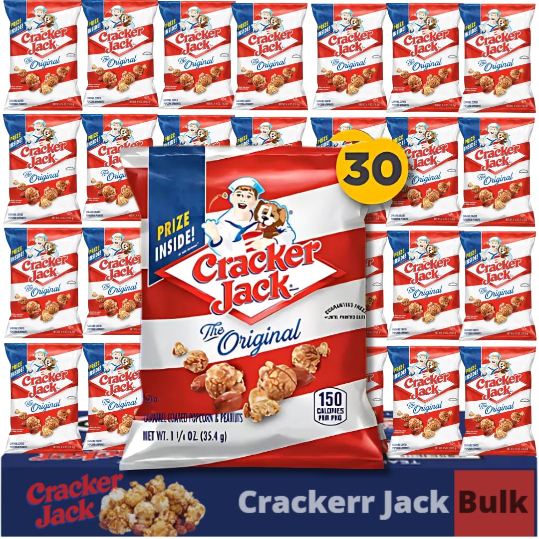 Sweet and Salty Popcorn Individual Bags, 30 Count Bulk Pack- Classic Original Caramel Coated Popcorn and Peanuts, On-the-Go Snac