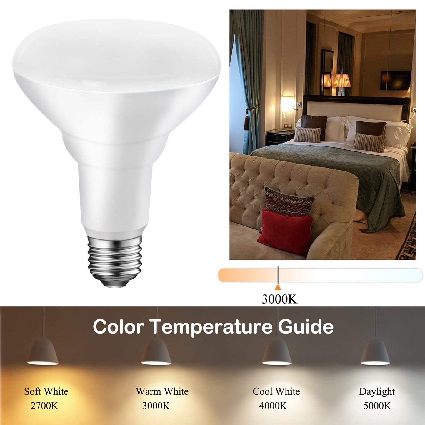 Energetic Br30 Dimmable Led Light Bulb, 11W=75W, 900Lm, Warm White 3000K, 6-Pack, Ul Listed, Model Yga