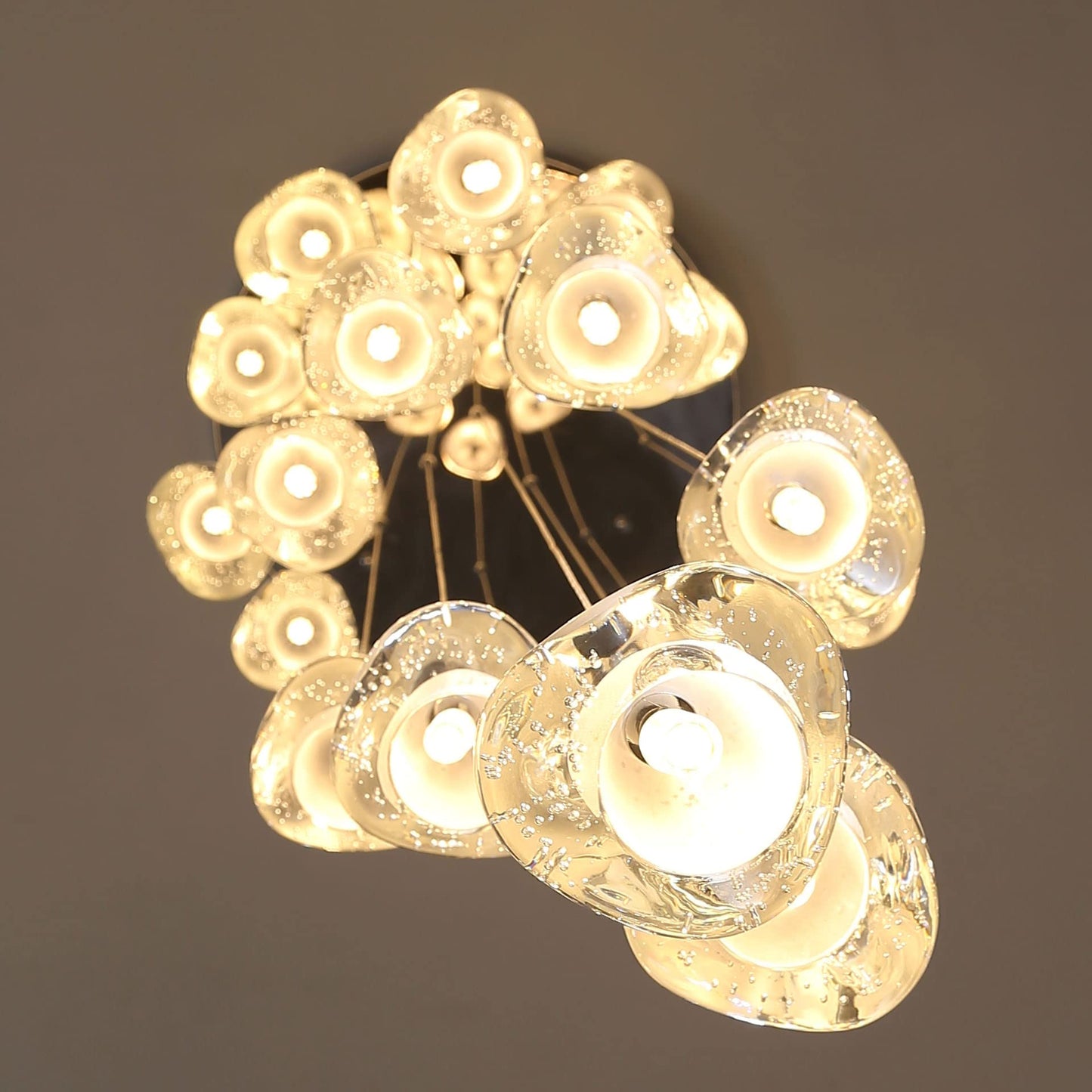 Dolria 20-Light Modern Chandeliers For Entrance High Ceiling Chandelier Living Room Lights Fixture Led Ceiling Lamp Bubble Crystal Adjust Hanging Pendants Lighting For Stairwell Hallway Foyer