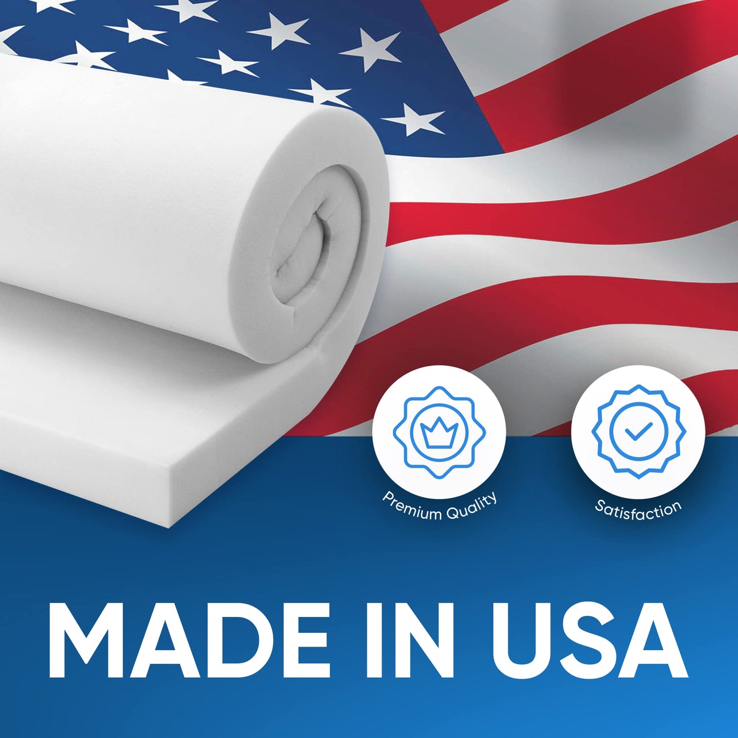 AK TRADING CO. AK-Trading Upholstery High Density 2" Height x 24" Width x 72" Length-Home or Commercial Use Seat Replacement Cushion-Made in USA Foam