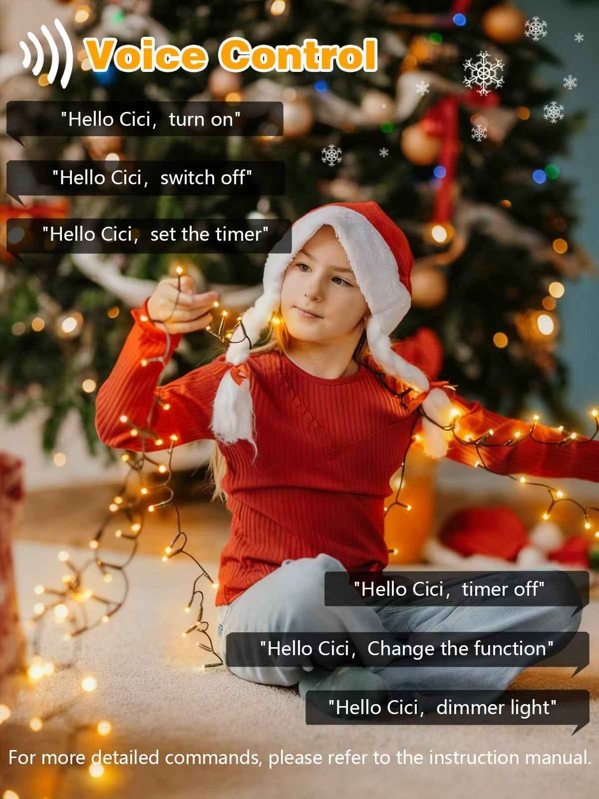 Voice Controlled Christmas Lights With Remote  264 Ft 800 Led String Lights Indoor Outdoor With 12 Modes 3 Timers  Dimmable Twinkle Light Plug In Waterproof For Xmas Tree Party Decor  Warm White