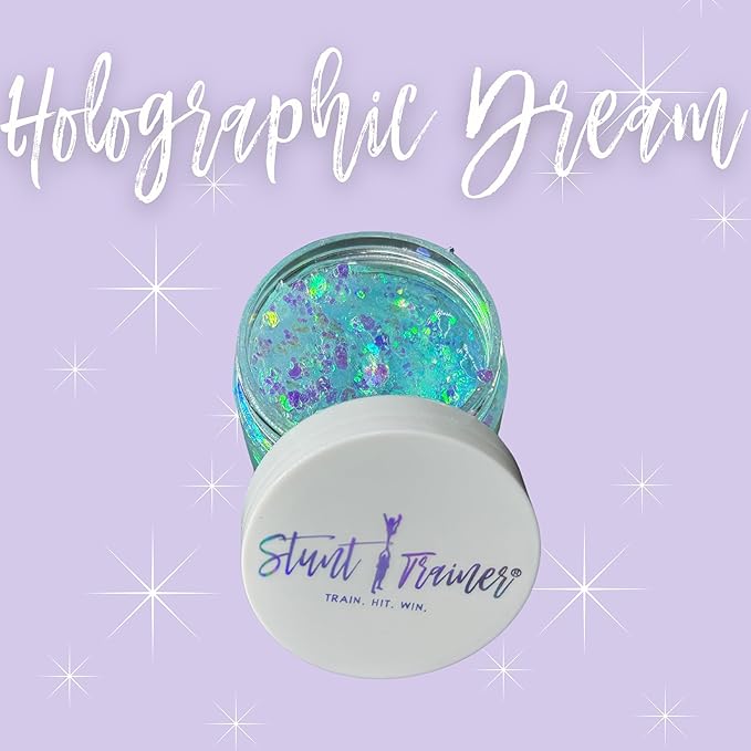 Stunt Trainer Cheer Glitter Face Body Makeup Peel Off Gel Chunky Holographic 15 Colors 1.6oz Vegan Cruelty Free Nontoxic Cheerleader Cheerleading Makeup