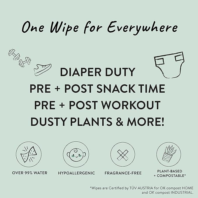 The Honest Company Clean Conscious Multi-Use Wipes Hypoallergenic and Unscented for Sensitive Baby Skin Over 99% Water Compostable Plant Based Baby Wipes Balance Blues 288 Count