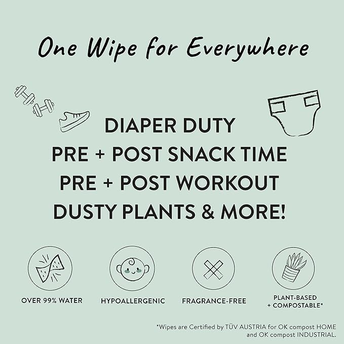 The Honest Company Clean Conscious Multi-Use Wipes, Unscented Hypoallergenic Baby Wipes for Sensitive Skin, 99% Water Plant-Based Compostable Wipes, Rose Blossom, 288 Count