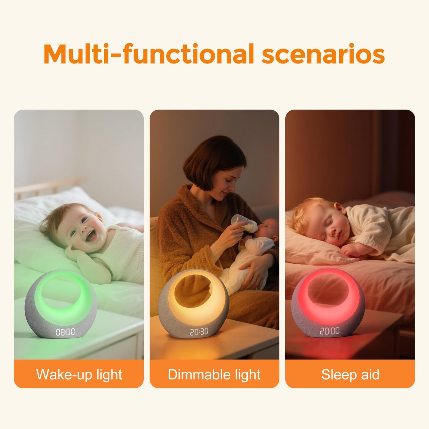 Gianna Baby Sound Machine - Auto-Soothing, Customizable Recording, 26 Soothing Sounds, 8 Eye-Care Lights, APP-Controlled White Noise Machine, Rechargeable Sleep Trainer - Ideal for Nurseries, Bedrooms